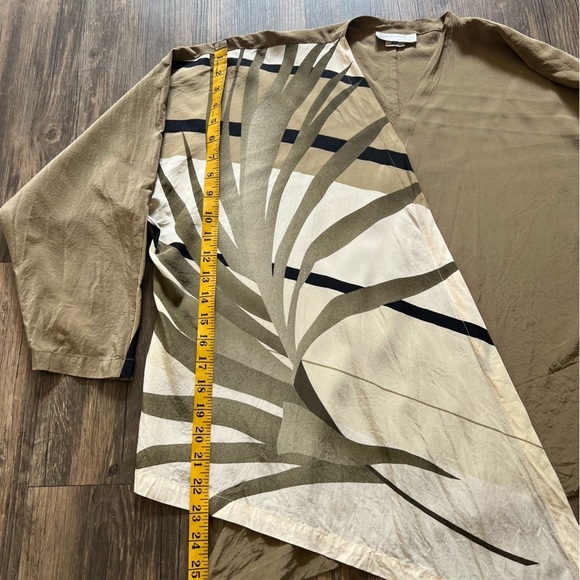 Genny Silk Multicolor Cardigan Wrap Tie Front Silky High Low Flowy Top Blouse 8 - Picture 14 of 16